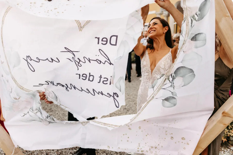 häppchen oder tischdetail bei einer hochwertigen Hochzeit